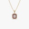 14k Baguette and Round Ruby Necklace with Halo Setting - GeumJewels