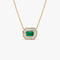 14k Baguette Halo Emerald Necklace - GeumJewels