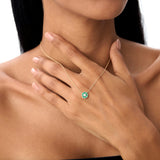 14K Bezel Setting Emerald Flower Diamond Necklace - GeumJewels