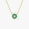 14K Bezel Setting Emerald Flower Diamond Necklace - GeumJewels