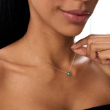 14K Bezel Setting Emerald Flower Diamond Necklace - GeumJewels