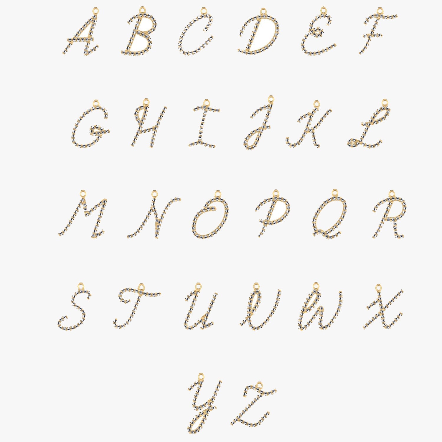 14k Diamond Script Initial Necklace