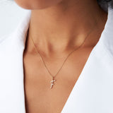 14k Diamond Script Initial Necklace