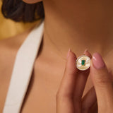14K Emerald and Diamond Medallion Necklace - GeumJewels