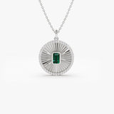 14K Emerald and Diamond Medallion Necklace - GeumJewels