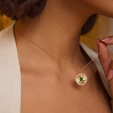 14K Emerald and Diamond Medallion Necklace - GeumJewels