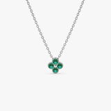 14k Emerald Clover Beaded Necklace - GeumJewels