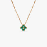 14k Emerald Clover Beaded Necklace - GeumJewels