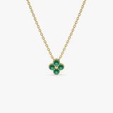 14k Emerald Clover Beaded Necklace - GeumJewels