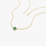 14k Emerald Clover Beaded Necklace - GeumJewels
