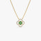 14k Emerald Clover Necklace in Halo Setting - GeumJewels
