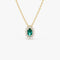 14k Emerald Necklace with Halo Diamonds - GeumJewels