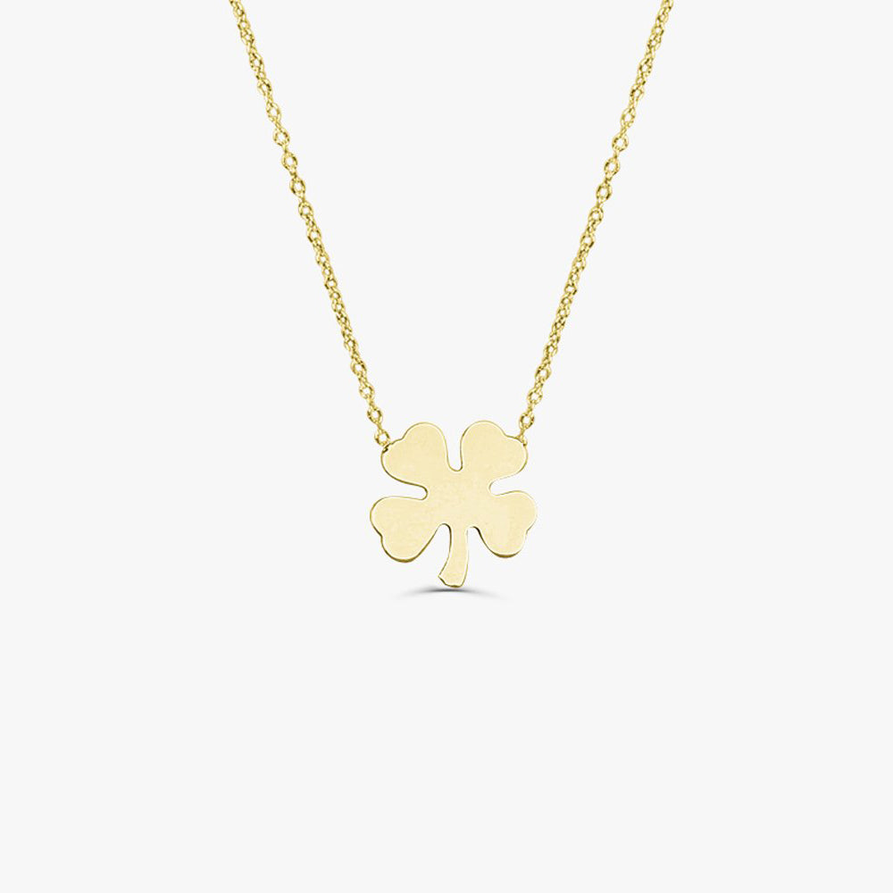 14K Four Leaf Clover Charm Necklace - GeumJewels