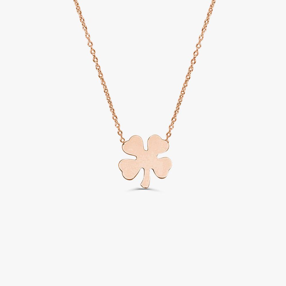 14K Four Leaf Clover Charm Necklace - GeumJewels