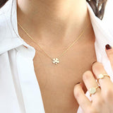 14K Four Leaf Clover Charm Necklace - GeumJewels