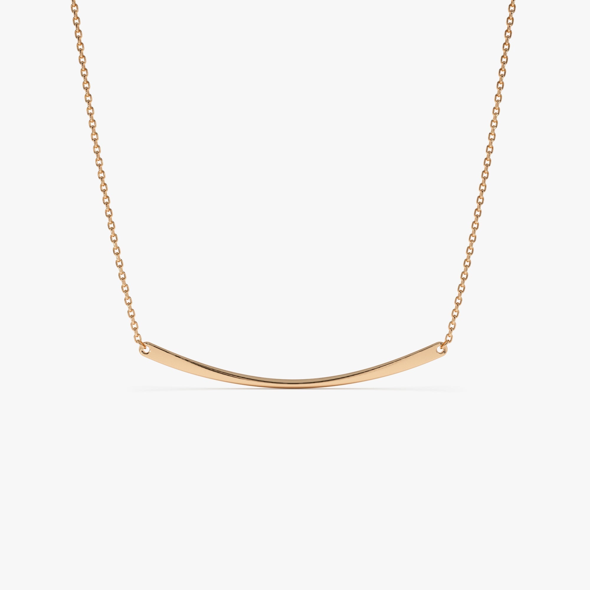 14k Gold Curved Bar Necklace - GeumJewels