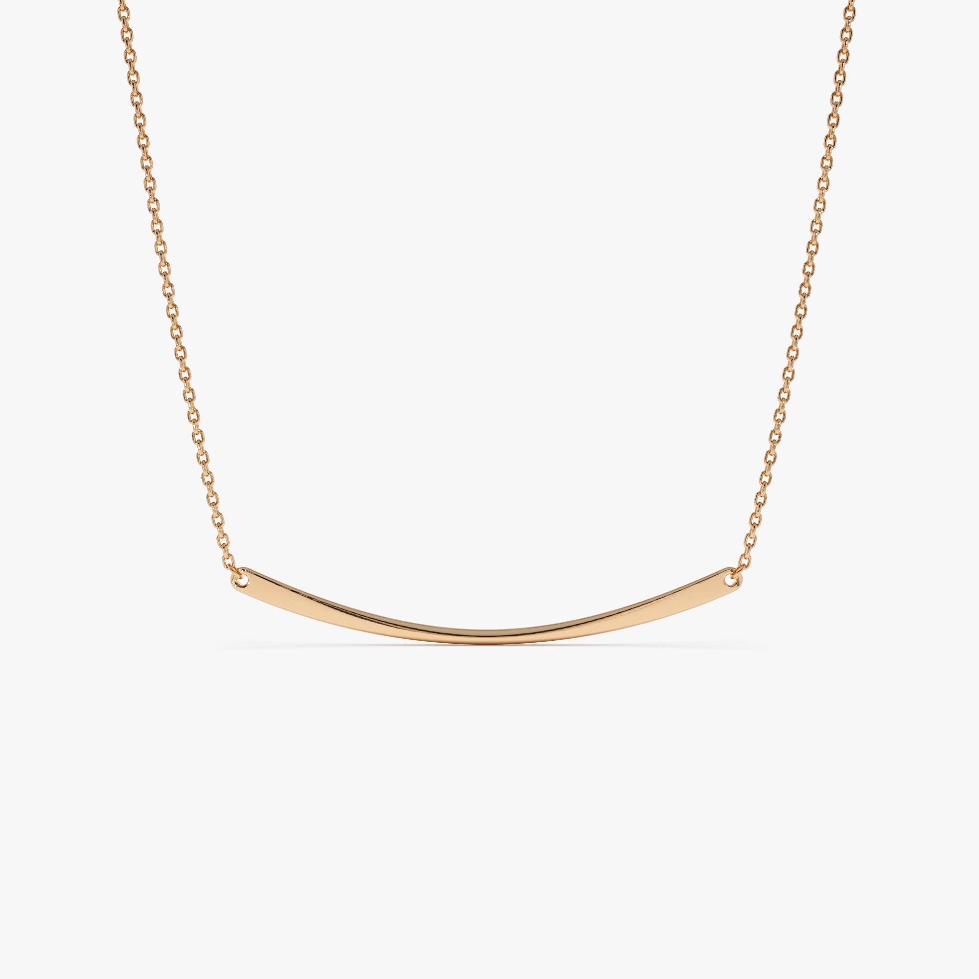 14k Gold Curved Bar Necklace - GeumJewels