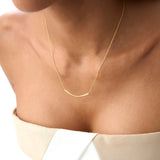 14k Gold Curved Bar Necklace - GeumJewels
