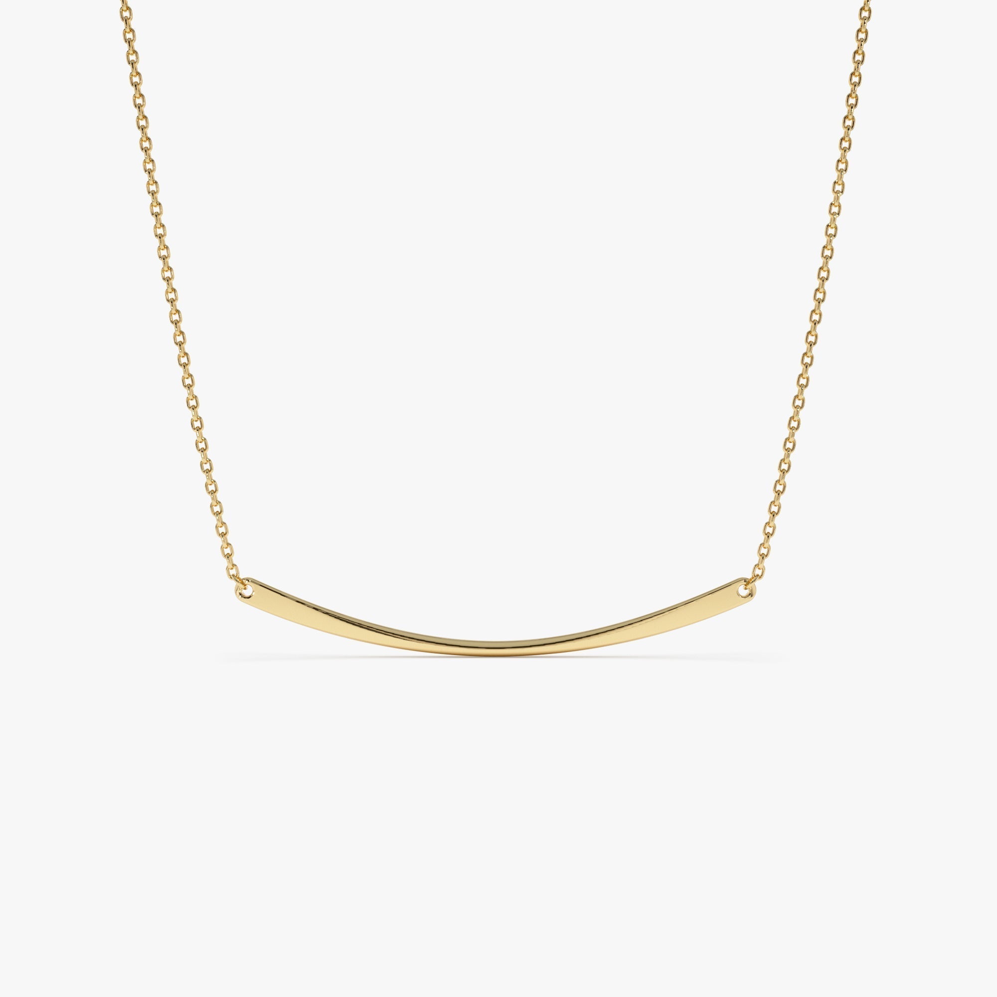 14k Gold Curved Bar Necklace - GeumJewels