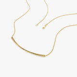 14k Gold Curved Bar Necklace - GeumJewels