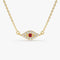 14K Gold Diamond and Ruby Evil Eye Necklace - GeumJewels