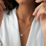 14K Gold Diamond Initial Necklace