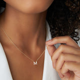 14K Gold Diamond Initial Necklace
