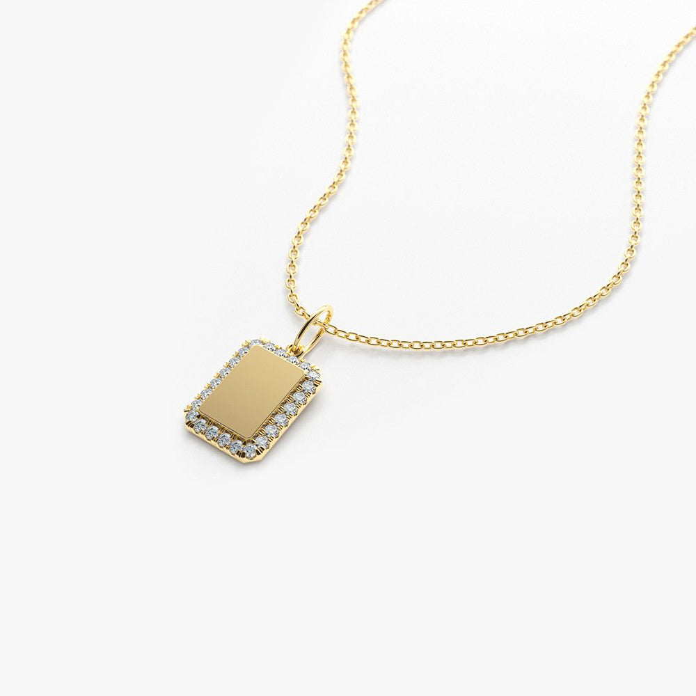 14kt Yellow Gold Diamond Tag Initial Necklace