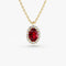 14K Gold Oval Cut Ruby Halo Diamond Necklace - GeumJewels