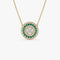14K Gold Round Diamond Emerald Necklace - GeumJewels