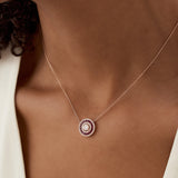 14K Gold Round Diamond Ruby Necklace - GeumJewels