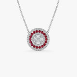 14K Gold Round Diamond Ruby Necklace - GeumJewels