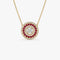14K Gold Round Diamond Ruby Necklace - GeumJewels