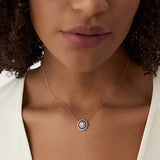 14K Gold Round Diamond Sapphire Necklace - GeumJewels