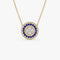 14K Gold Round Diamond Sapphire Necklace - GeumJewels