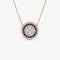 14K Gold Round Diamond Sapphire Necklace - GeumJewels