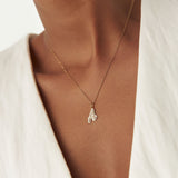 14kt Yellow Gold Script Font Diamond Initial Layered 3D Necklace