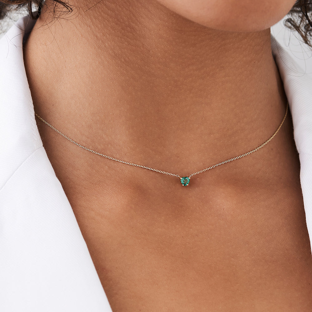 14k Heart-Shape Emerald Necklace - GeumJewels
