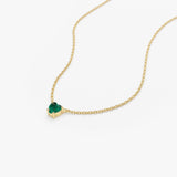 14k Heart-Shape Emerald Necklace - GeumJewels