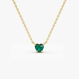 14k Heart-Shape Emerald Necklace - GeumJewels