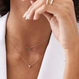 14k Heart-Shape Emerald Necklace - GeumJewels