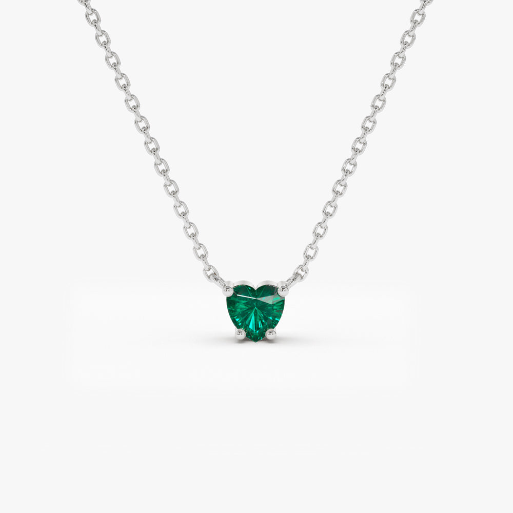 14k Heart-Shape Emerald Necklace - GeumJewels