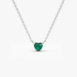 14k Heart-Shape Emerald Necklace - GeumJewels