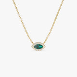 14k Marquise Emerald with Halo Diamond Setting - GeumJewels