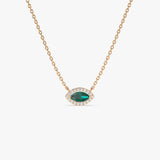 14k Marquise Emerald with Halo Diamond Setting - GeumJewels