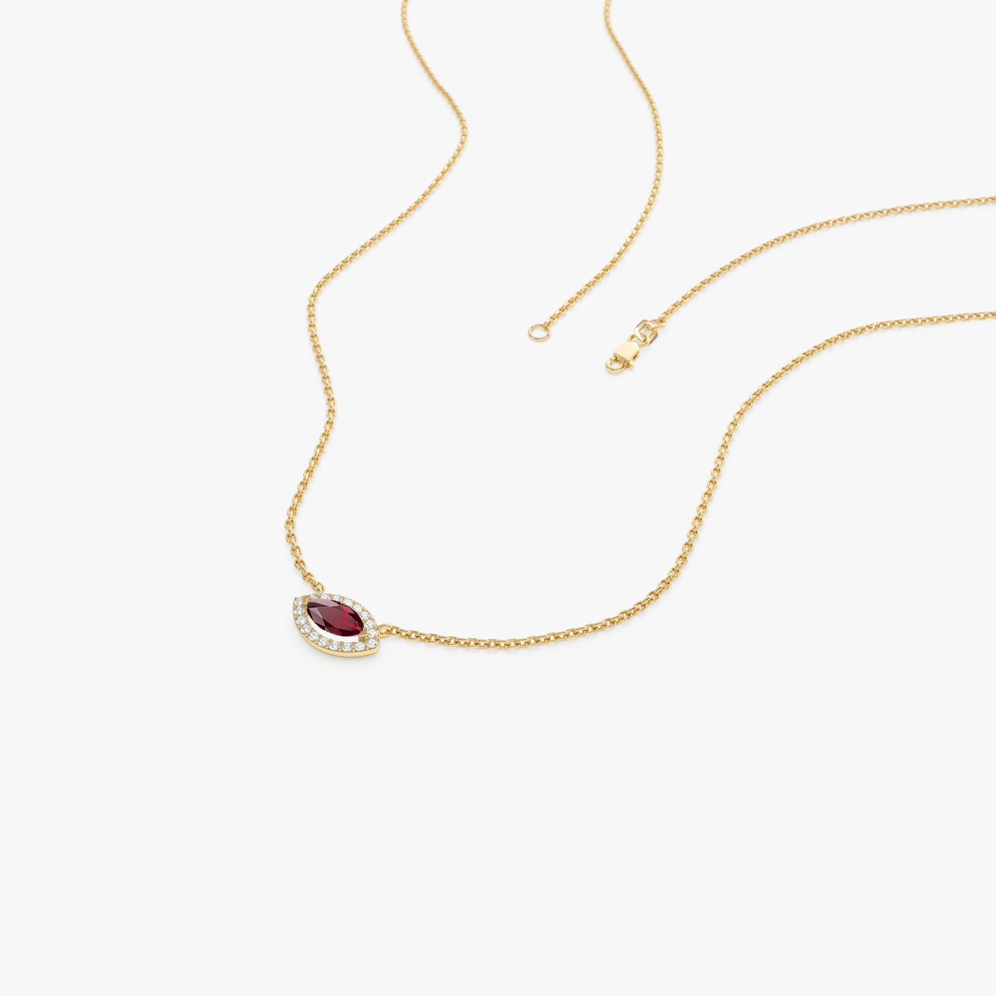 14k Marquise Ruby with Halo Diamond Setting - GeumJewels