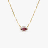 14k Marquise Ruby with Halo Diamond Setting - GeumJewels