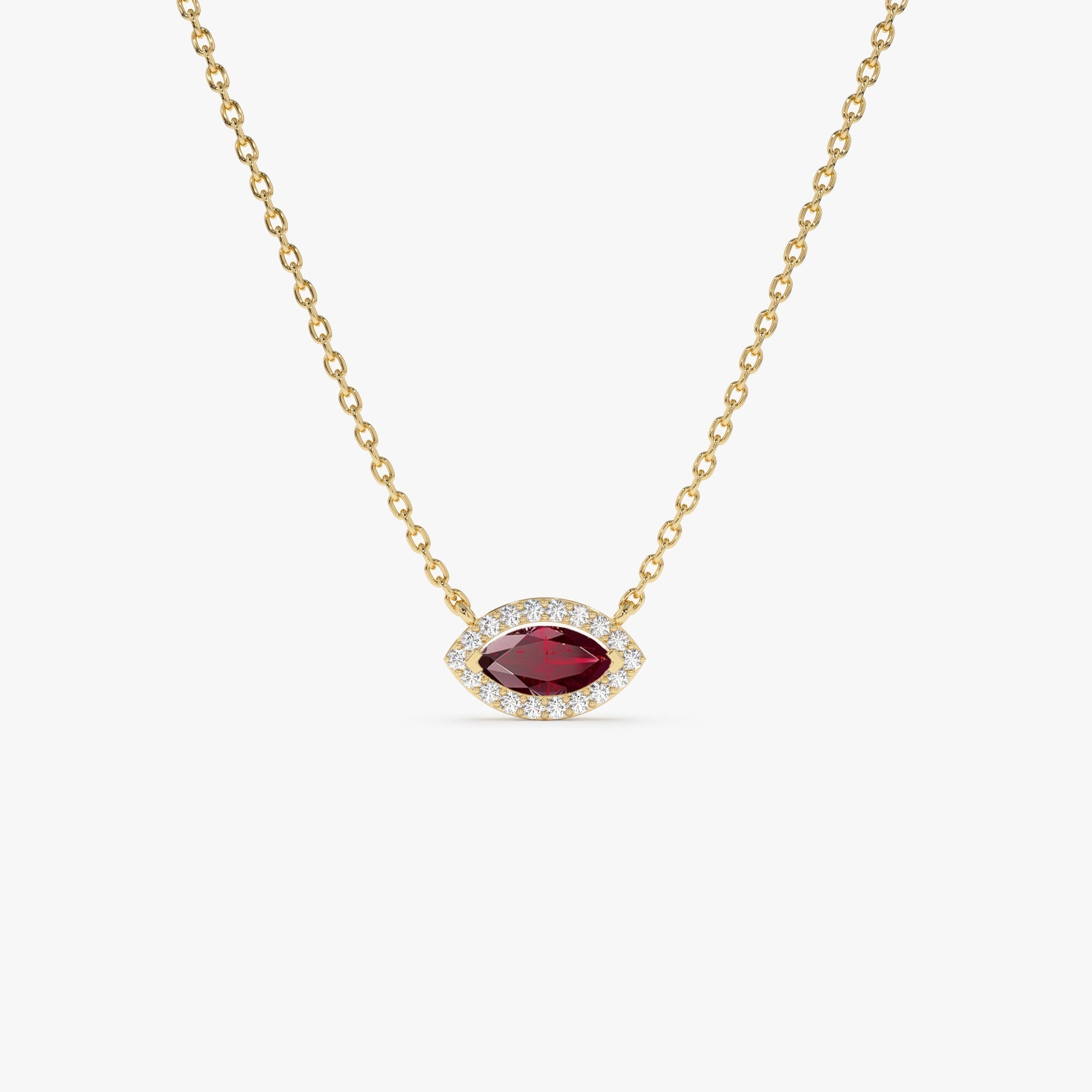 14k Marquise Ruby with Halo Diamond Setting - GeumJewels