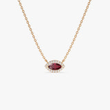 14k Marquise Ruby with Halo Diamond Setting - GeumJewels
