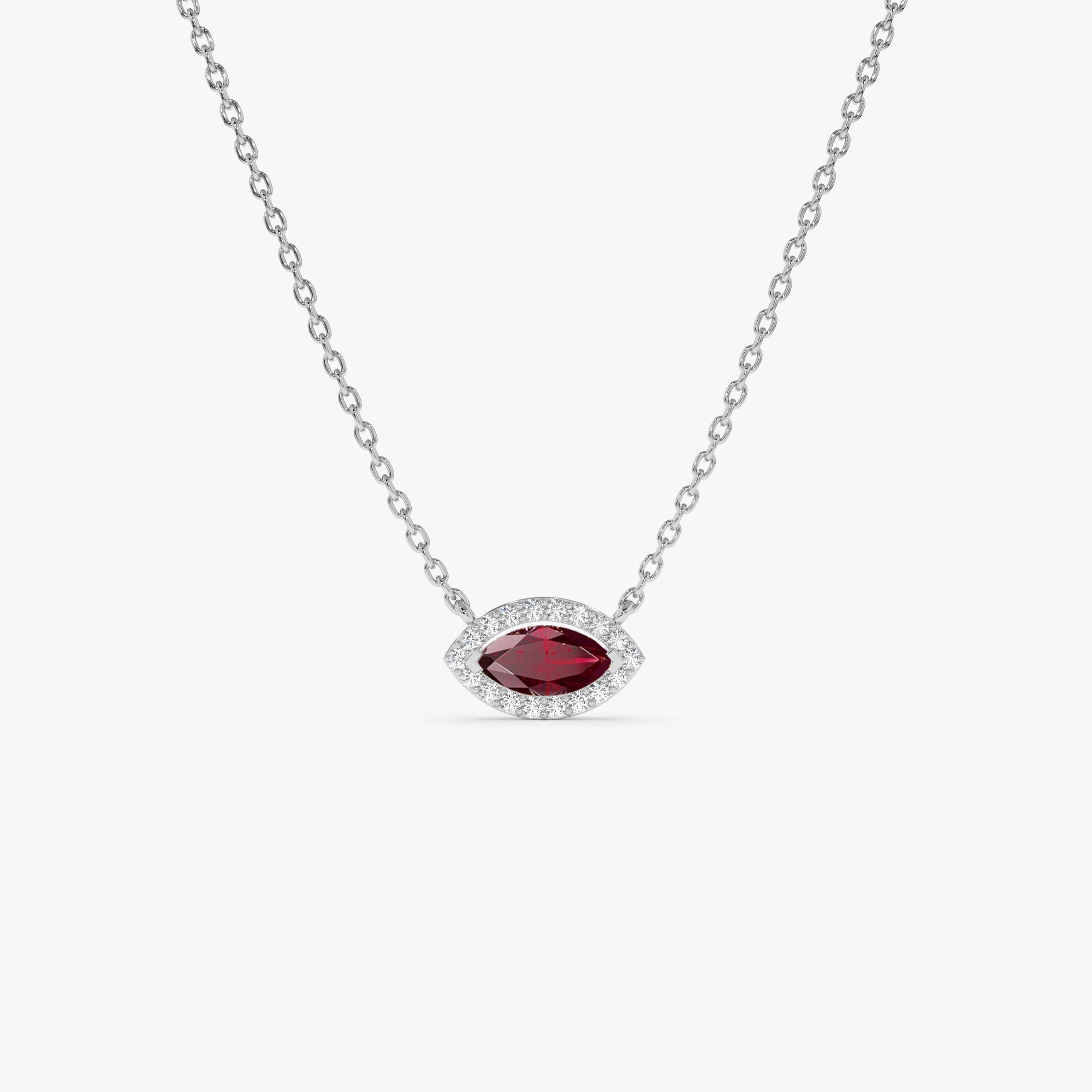 14k Marquise Ruby with Halo Diamond Setting - GeumJewels